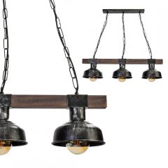 Pendant lamp FARO BLACK/WOOD 3xE27