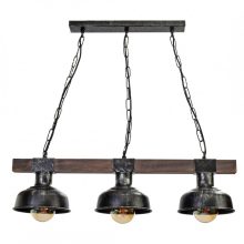 Pendant lamp FARO BLACK/WOOD 3xE27