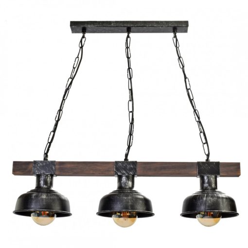 Pendant lamp FARO BLACK/WOOD 3xE27