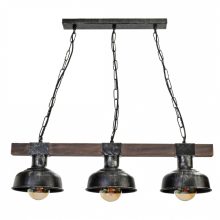 Pendant lamp FARO BLACK/WOOD 3xE27