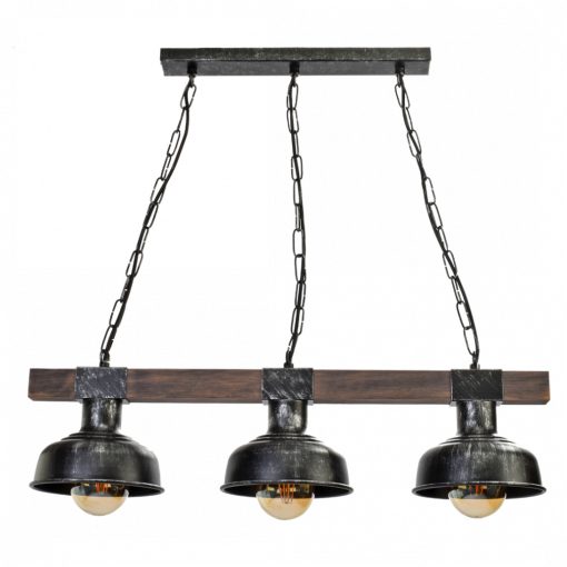 Pendant lamp FARO BLACK/WOOD 3xE27