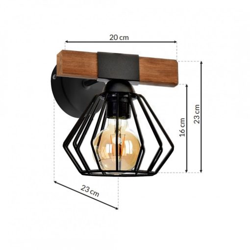 Wall lamp ULF BLACK/WOOD 1xE27 60W