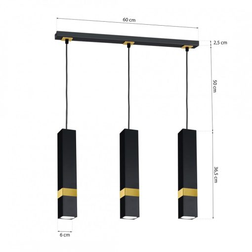 Pendant lamp VIDAR BLACK/GOLD 3xGU10