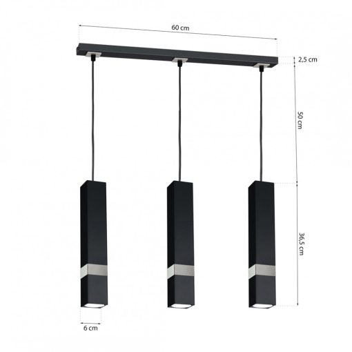 Pendant lamp VIDAR BLACK/CHROME 3xGU10