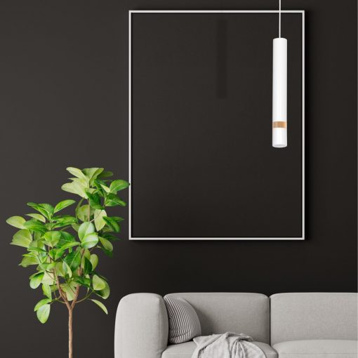 Pendant lamp JOKER WHITE/WOOD 1xGU10