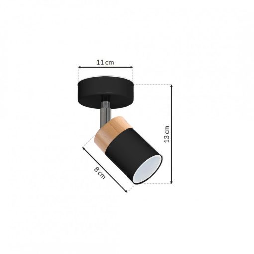 Wall lamp JOKER BLACK/WOOD 1xGU10