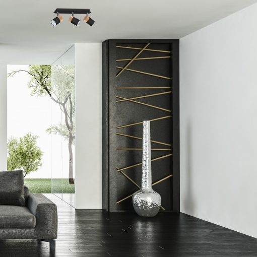 Ceiling  lamp JOKER BLACK/WOOD 3xGU10