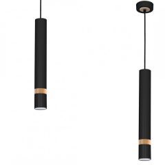 Pendant lamp JOKER BLACK/WOOD 1xGU10