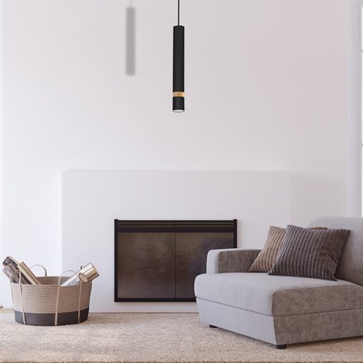 Pendant lamp JOKER BLACK/WOOD 1xGU10