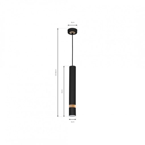 Pendant lamp JOKER BLACK/WOOD 1xGU10