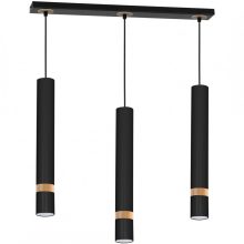 Pendant lamp JOKER BLACK/WOOD 3xGU10