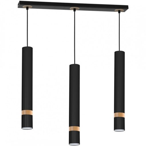 Pendant lamp JOKER BLACK/WOOD 3xGU10