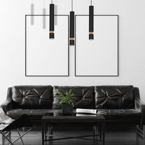 Pendant lamp JOKER BLACK/WOOD 3xGU10
