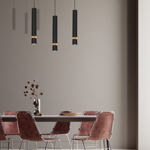 Pendant lamp JOKER BLACK/WOOD 3xGU10