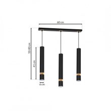 Pendant lamp JOKER BLACK/WOOD 3xGU10
