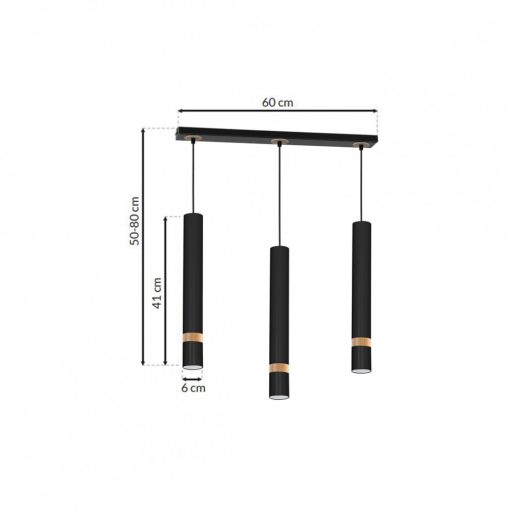 Pendant lamp JOKER BLACK/WOOD 3xGU10