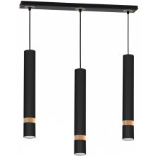 Pendant lamp JOKER BLACK/WOOD 3xGU10
