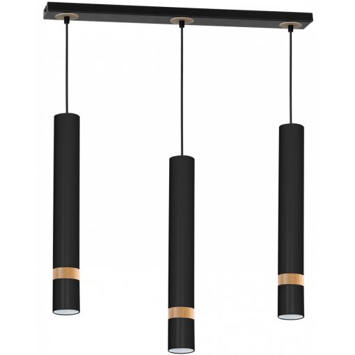 Pendant lamp JOKER BLACK/WOOD 3xGU10