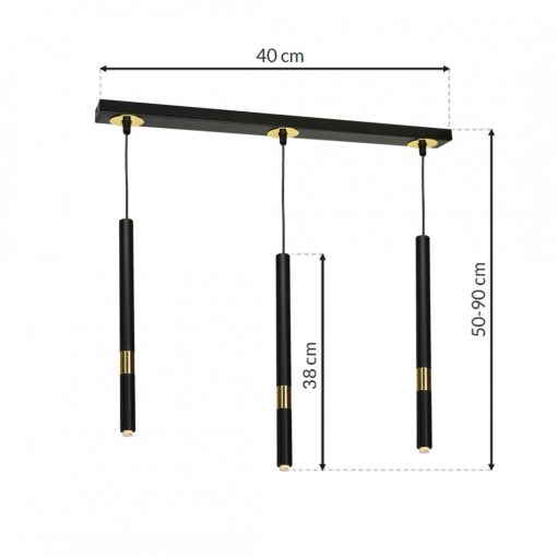 Pendant lamp MONZA BLACK/GOLD 3xG9 8W