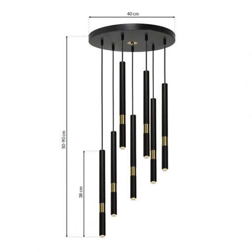 Pendant lamp MONZA BLACK/GOLD 7xG9 8W