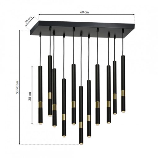 Pendant lamp MONZA BLACK/GOLD 11xG9 8W
