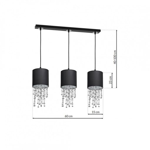 Pendant lamp ALMERIA BLACK/CHROME 3xE27
