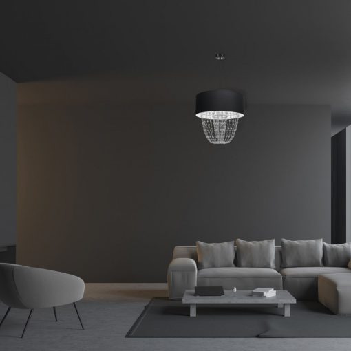 Pendant lamp ALMERIA BLACK/CHROME 1xE27