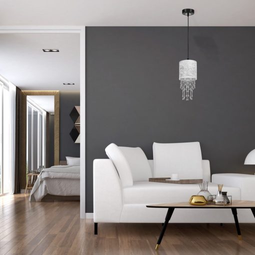 Pendant lamp ALMERIA SILVER/BLACK 1xE27