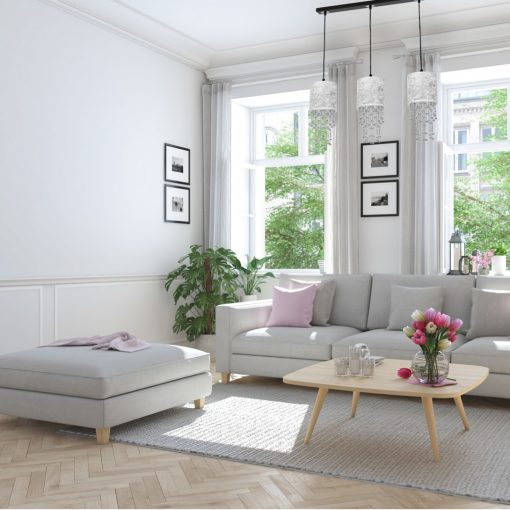 Pendant lamp ALMERIA SILVER/BLACK 3xE27