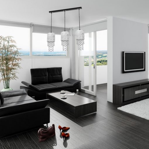 Pendant lamp ALMERIA SILVER/BLACK 3xE27