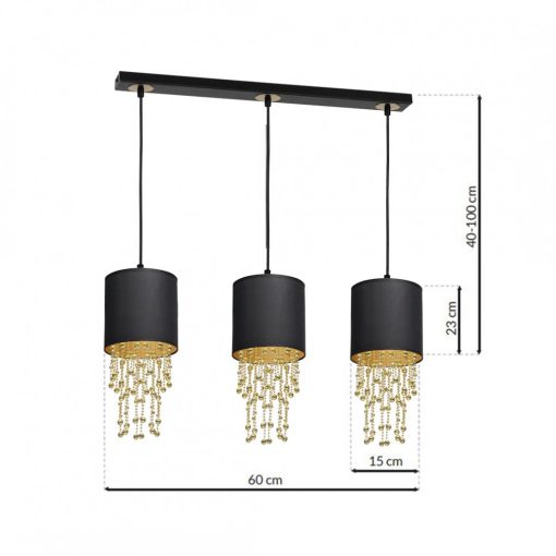 Pendant lamp ALMERIA BLACK/GOLD 3xE27