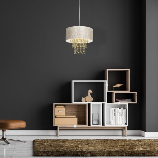 Pendant lamp ALMERIA WHITE/GOLD 1xE27