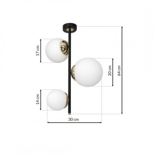 Ceiling  lamp SPARTA BLACK / GOLD 3xE14