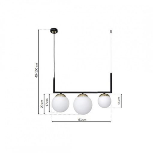 Pendant lamp SPARTA BLACK / GOLD 3xE14