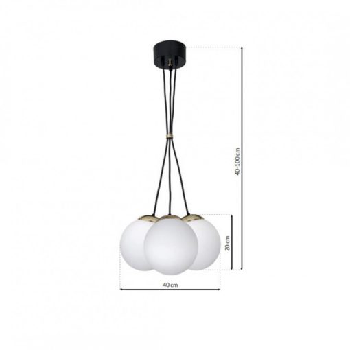 Pendant lamp SPARTA BLACK / GOLD 3xE14