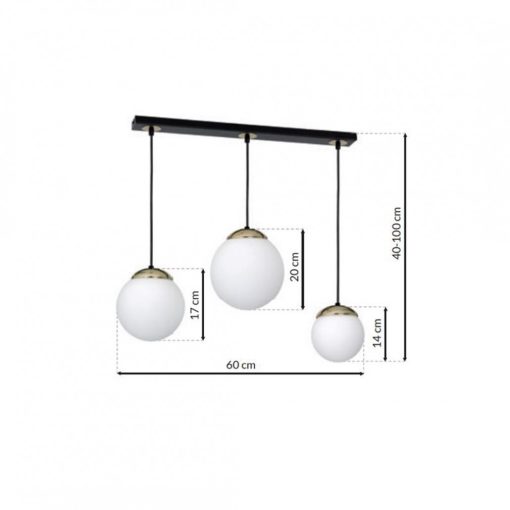 Pendant lamp SPARTA BLACK / GOLD 3xE14
