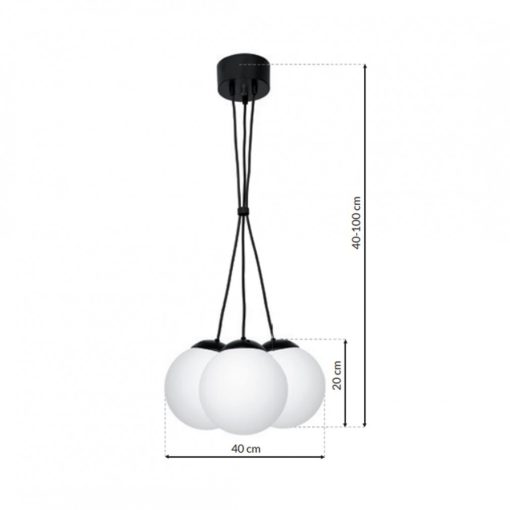 Pendant lamp LIMA BLACK 3xE14