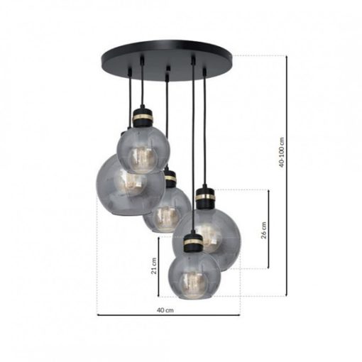 Pendant lamp OMEGA BLACK/GOLD 5xE27  Koło
