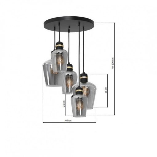 Pendant lamp RICHMOND BLACK / GOLD 5xE27  Koło
