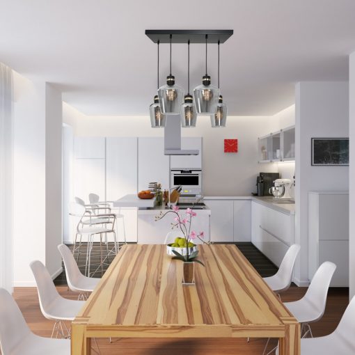 Pendant lamp RICHMOND BLACK / GOLD 5xE27  Prostokąt