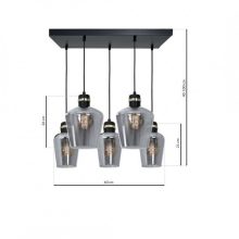 Pendant lamp RICHMOND BLACK / GOLD 5xE27  Prostokąt