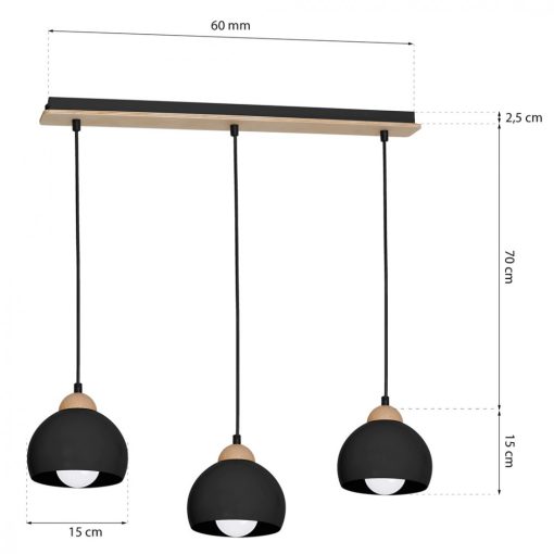 Pendant lamp DAMA BLACK 3xE27