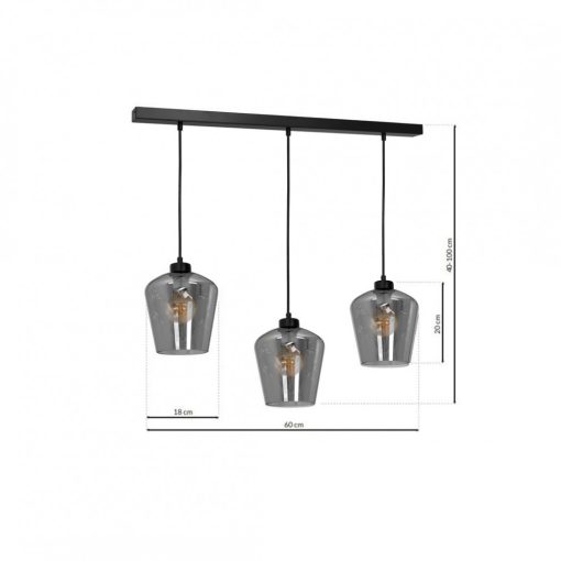 Pendant lamp SANTIAGO SMOKED 3xE27
