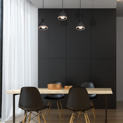 Pendant lamp OVAL BLACK 3xE27