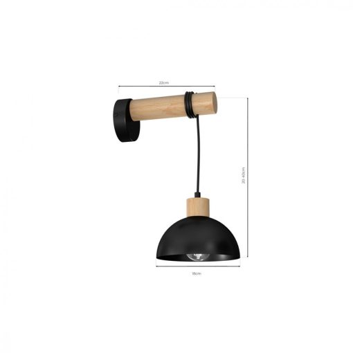 Wall lamp ERIK Black/Wood 1XE27