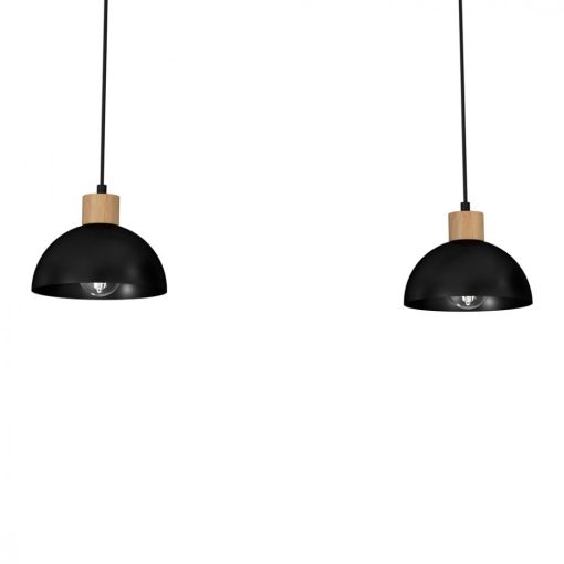 Pendant lamp ERIK Black/Wood 2xE27