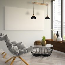 Pendant lamp ERIK Black/Wood 2xE27