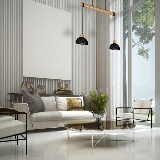 Pendant lamp ERIK Black/Wood 2xE27