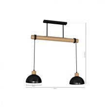 Pendant lamp ERIK Black/Wood 2xE27