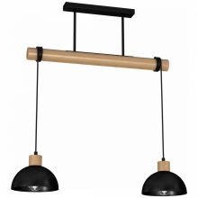 Pendant lamp ERIK Black/Wood 2xE27